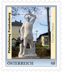 Foto (von Erwin Hofbauer): Die Briefmarke mit der Floriani-Statue.