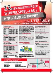 13.Frankenburger Würfelspiellauf und  MTB Göbelberg Trophy am 3.September 2016 um 15:00 am Dienstag, 19. Juli 2016