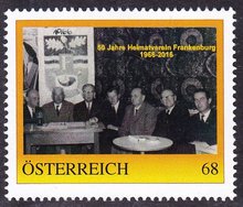 Die Briefmarke zeigt die Gründer des Heimatvereins