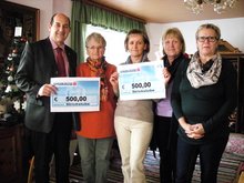 Foto (von Gemeinde Frankenburg): v.l.: Bürgermeister Kons. Johann Baumann, Theresia Pramendorfer, Brigitte Birnbaumer (Verein OHDER), Hermine Patsch und Marianne Aschenberger