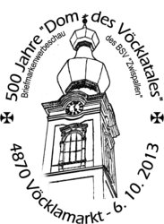 Sonderstempel 500 Jahre "Dom des Vöcklamarktes" am Mittwoch,  2. Oktober 2013