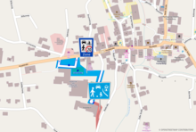 Die neue Begegnungszone rund um die Schule und die Wohnstraße beim Altersheim. Landkarte: (C) OpenStreetMaps, Darstellung: Frankenburg.com am Freitag, 21. März 2014