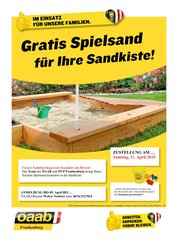 Plakat Sandkistenaktion am Dienstag,  7. April 2015