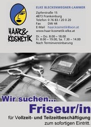 Haar & Kosmetik Elke Bleckenwegner-Lammer sucht Verstärkung für ihr Team! am Dienstag,  6. Dezember 2016
